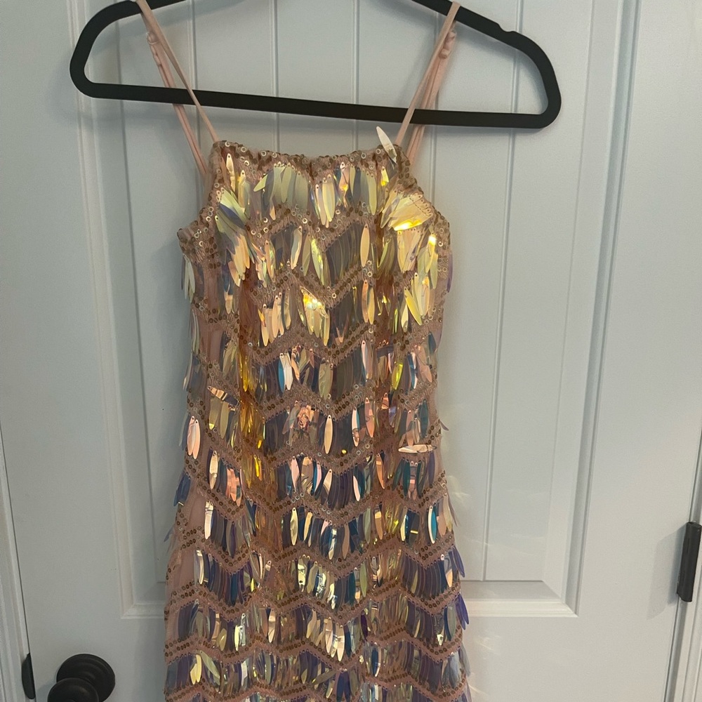 Pink iridescent sequin dress